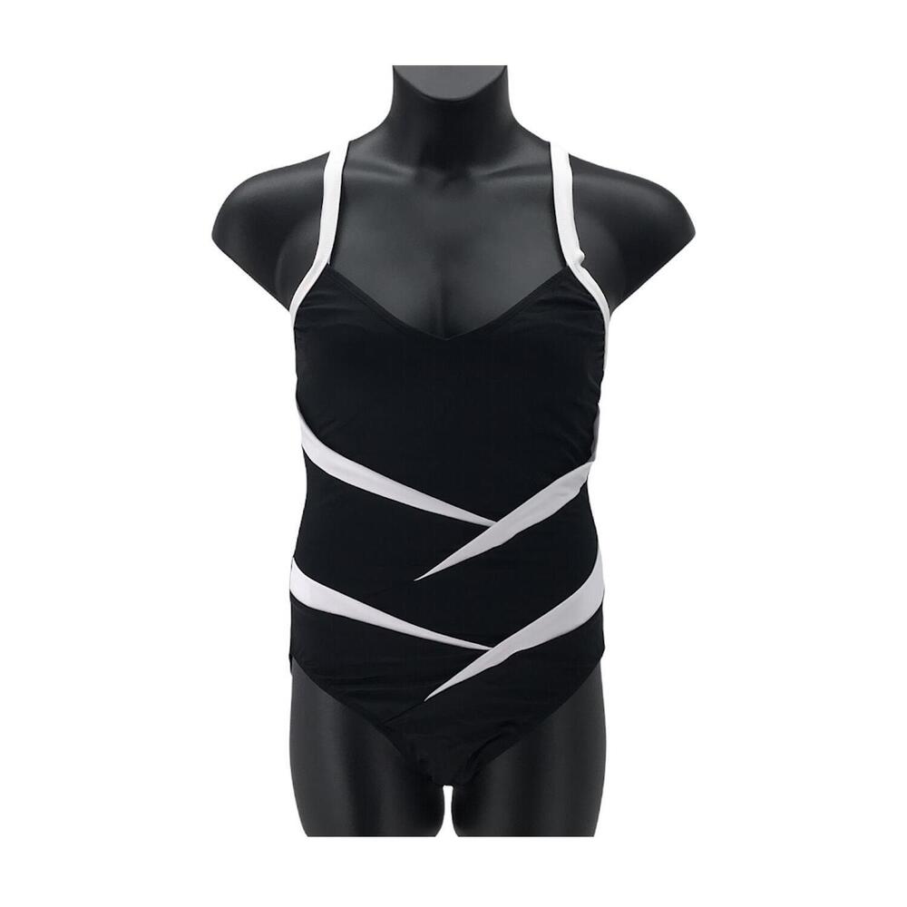InstantFigure Compression Two-Tone Swimsuit Black - Regular